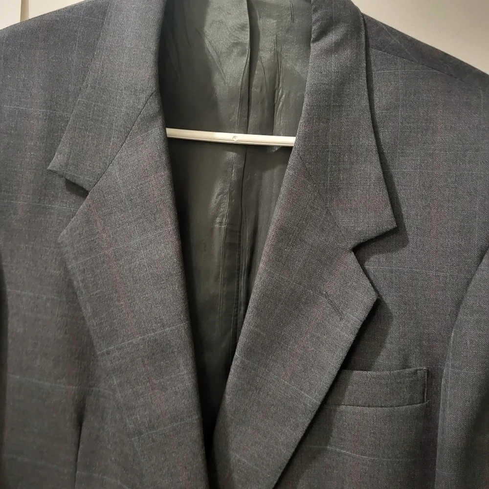 TOWNCRAFT Men's Suit, Gray Plaid, Size 40L‎